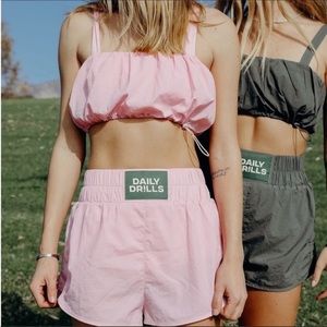Daily Drills pink Bubble top and bounce shorts Set